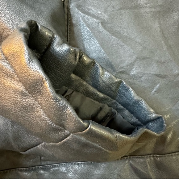 Levis Dark Blue Men’s Faux Leather Hooded Bomber Jacket XXL - Picture 10 of 15